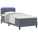 Casa si Gradina - Mobilier - Paturi si accesorii - Paturi - Pat box spring cu saltea & LED, gri inchis, 90x190 cm catifea - Infinity.ro
