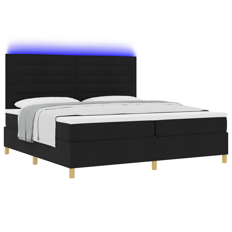 Casa si Gradina - Mobilier - Paturi si accesorii - Paturi - Pat cu arcuri cu saltea si LED Negru 200x200 cm Textil - Infinity.ro