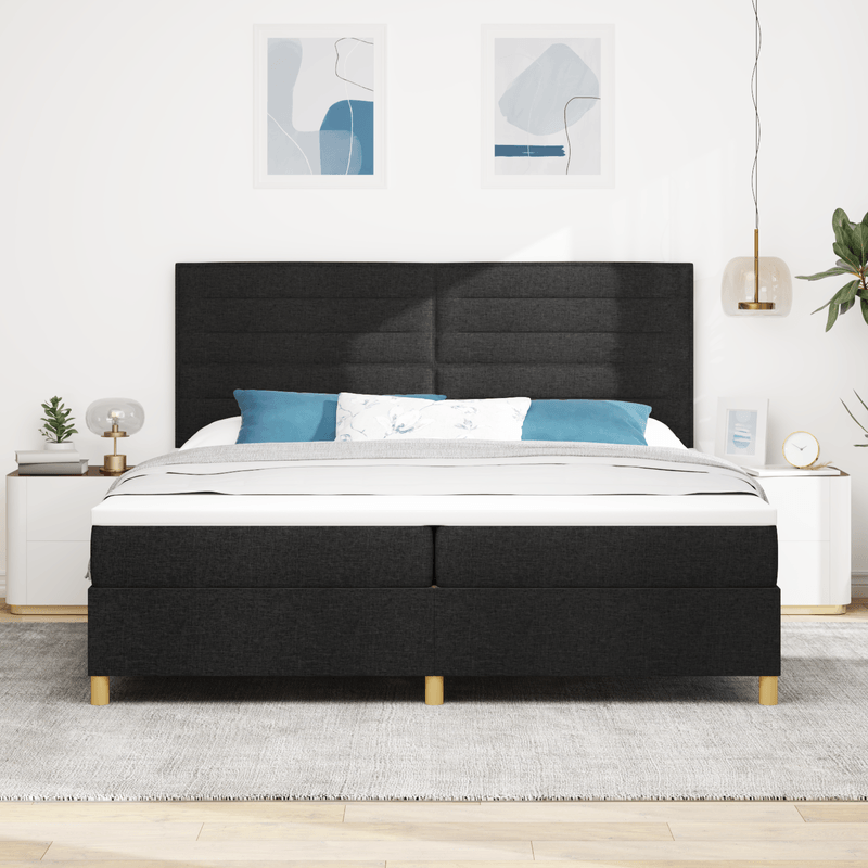 Casa si Gradina - Mobilier - Paturi si accesorii - Paturi - Pat cu arcuri cu saltea si LED Negru 200x200 cm Textil - Infinity.ro