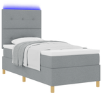 Casa si Gradina - Mobilier - Paturi si accesorii - Paturi - Pat cu arcuri cu saltea & LED gri deschis 80x200 cm din tesatura - Infinity.ro