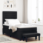 Casa si Gradina - Mobilier - Paturi si accesorii - Paturi - Pat cu arcuri cu saltea si banca Negru 90x190 cm Tesatura - Infinity.ro