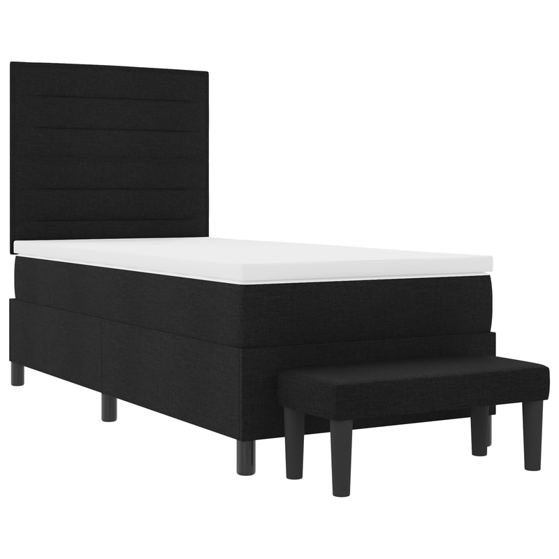 Casa si Gradina - Mobilier - Paturi si accesorii - Paturi - Pat cu arcuri cu saltea si banca Negru 90x190 cm Tesatura - Infinity.ro