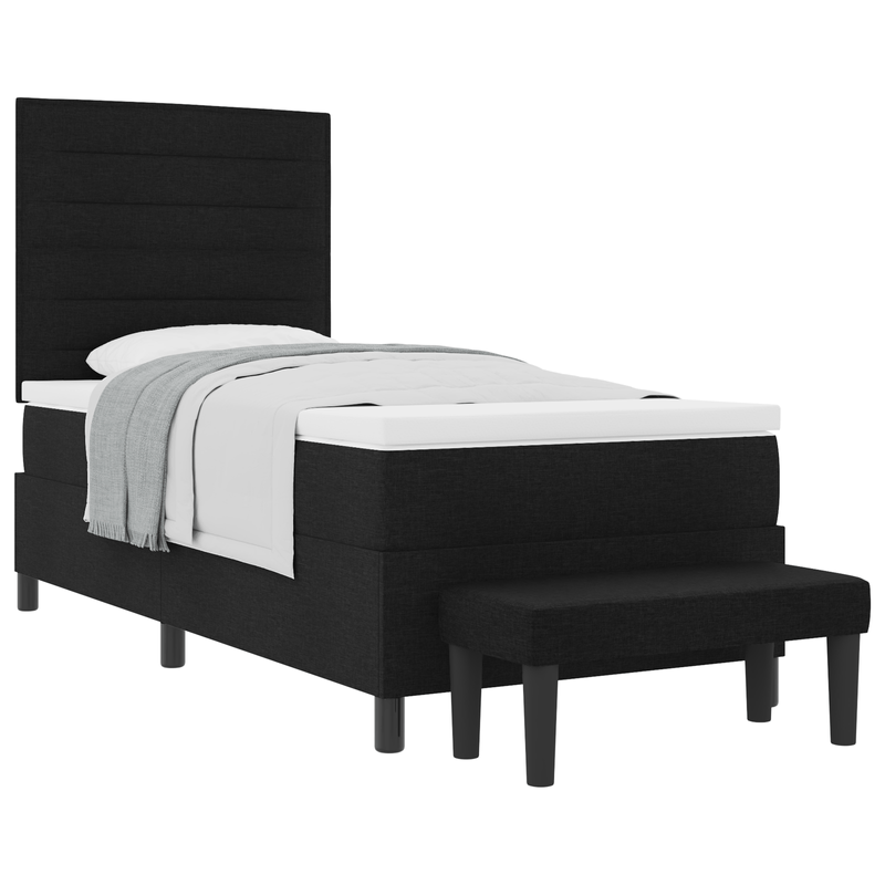 Casa si Gradina - Mobilier - Paturi si accesorii - Paturi - Pat cu arcuri cu saltea si banca Negru 90x190 cm Tesatura - Infinity.ro