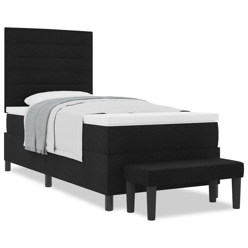 Casa si Gradina - Mobilier - Paturi si accesorii - Paturi - Pat cu arcuri cu saltea si banca Negru 90x190 cm Tesatura - Infinity.ro