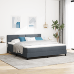 Casa si Gradina - Mobilier - Paturi si accesorii - Paturi - Pat box spring cu saltea & LED, gri inchis, 180x200 cm catifea - Infinity.ro