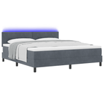 Casa si Gradina - Mobilier - Paturi si accesorii - Paturi - Pat box spring cu saltea & LED, gri inchis, 180x200 cm catifea - Infinity.ro