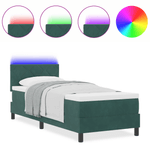 Casa si Gradina - Mobilier - Paturi si accesorii - Paturi - Pat box spring cu saltea & LED, verde inchis, 80x200 cm catifea - Infinity.ro