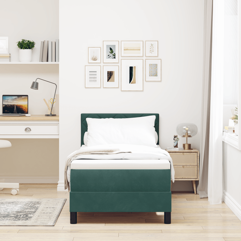 Casa si Gradina - Mobilier - Paturi si accesorii - Paturi - Pat box spring cu saltea & LED, verde inchis, 80x200 cm catifea - Infinity.ro