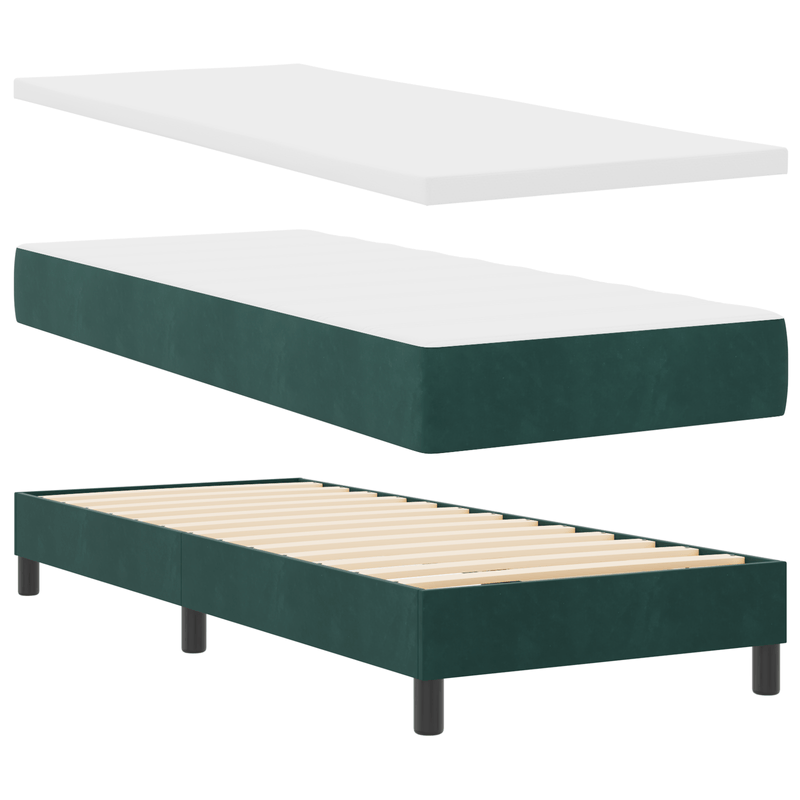 Casa si Gradina - Mobilier - Paturi si accesorii - Paturi - Pat box spring cu saltea & LED, verde inchis, 80x200 cm catifea - Infinity.ro