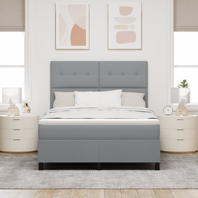 Casa si Gradina - Mobilier - Paturi si accesorii - Paturi - Pat cu Arcuri cu Saltea & LED Gri 160x200 cm din tesatura - Infinity.ro
