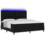 Casa si Gradina - Mobilier - Paturi si accesorii - Paturi - Pat cu arcuri cu Saltea & LED Negru 200x200 cm Tesatura - Infinity.ro