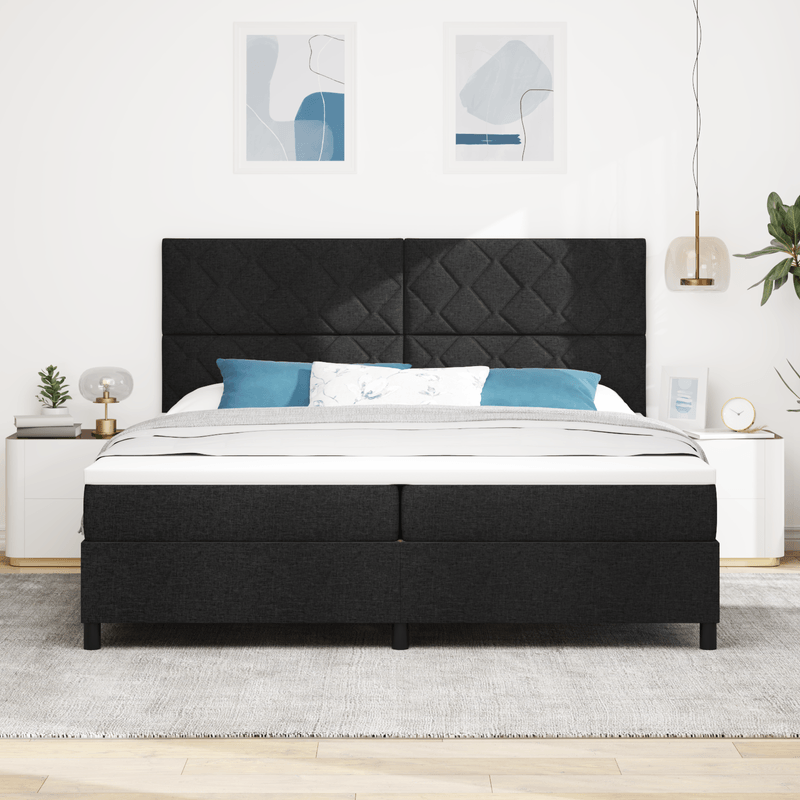 Casa si Gradina - Mobilier - Paturi si accesorii - Paturi - Pat cu arcuri cu Saltea & LED Negru 200x200 cm Tesatura - Infinity.ro