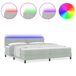 Casa si Gradina - Mobilier - Paturi si accesorii - Paturi - Pat box spring cu saltea & LED, gri deschis, 200x200 cm catifea - Infinity.ro