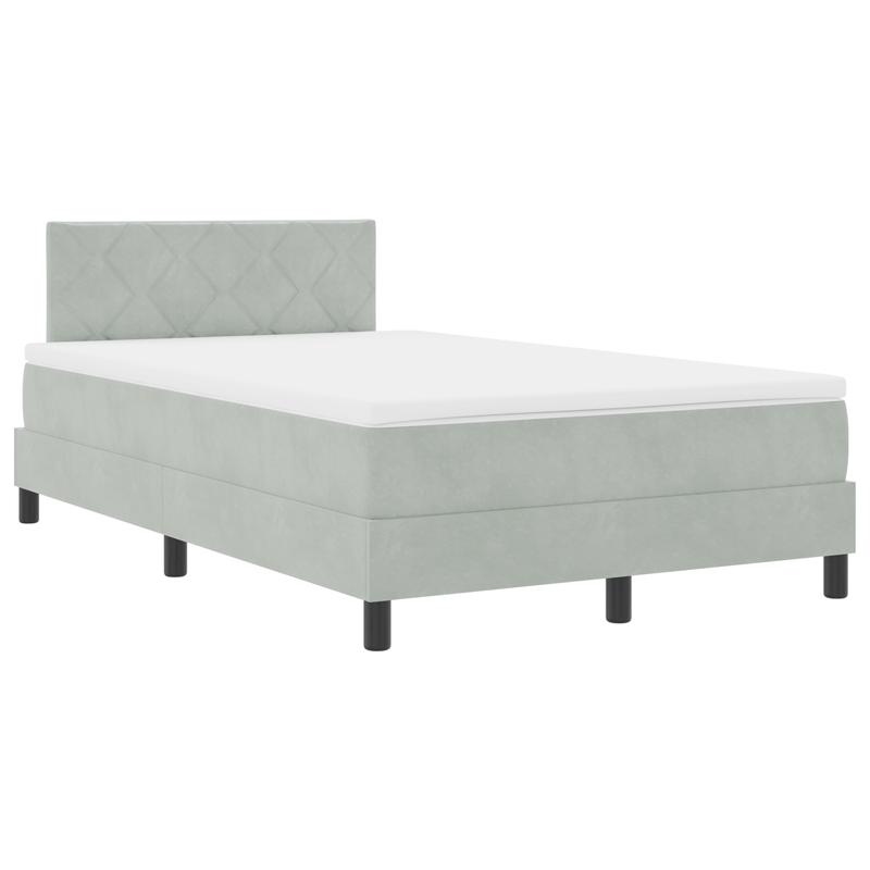 Casa si Gradina - Mobilier - Paturi si accesorii - Paturi - Pat Box Spring  cu saltea si lumina LED Gri deschis 120x200 cm Catifea - Infinity.ro