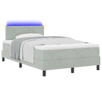 Casa si Gradina - Mobilier - Paturi si accesorii - Paturi - Pat Box Spring  cu saltea si lumina LED Gri deschis 120x200 cm Catifea - Infinity.ro