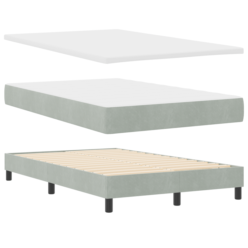 Casa si Gradina - Mobilier - Paturi si accesorii - Paturi - Pat Box Spring  cu saltea si lumina LED Gri deschis 120x200 cm Catifea - Infinity.ro