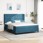 Casa si Gradina - Mobilier - Paturi si accesorii - Paturi - Pat box spring cu saltea &LED albastru inchis 180x200cm catifea - Infinity.ro