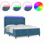 Casa si Gradina - Mobilier - Paturi si accesorii - Paturi - Pat box spring cu saltea &LED albastru inchis 180x200cm catifea - Infinity.ro
