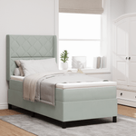 Casa si Gradina - Mobilier - Paturi si accesorii - Paturi - Pat box spring cu saltea & LED, gri deschis, 90x190 cm catifea - Infinity.ro