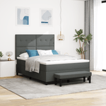Casa si Gradina - Mobilier - Paturi si accesorii - Paturi - Pat cu arcuri , saltea si banca gri inchis 140x200 cm tesatura - Infinity.ro