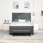 Casa si Gradina - Mobilier - Paturi si accesorii - Paturi - Pat cu arcuri , saltea si banca gri inchis 140x200 cm tesatura - Infinity.ro