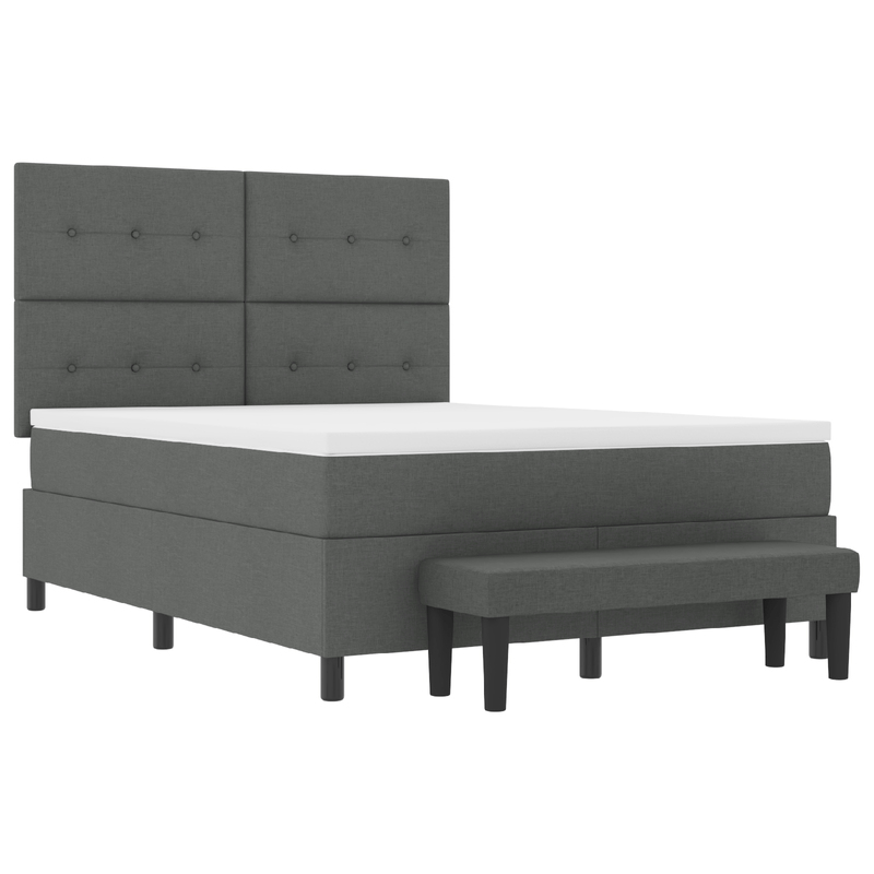 Casa si Gradina - Mobilier - Paturi si accesorii - Paturi - Pat cu arcuri , saltea si banca gri inchis 140x200 cm tesatura - Infinity.ro