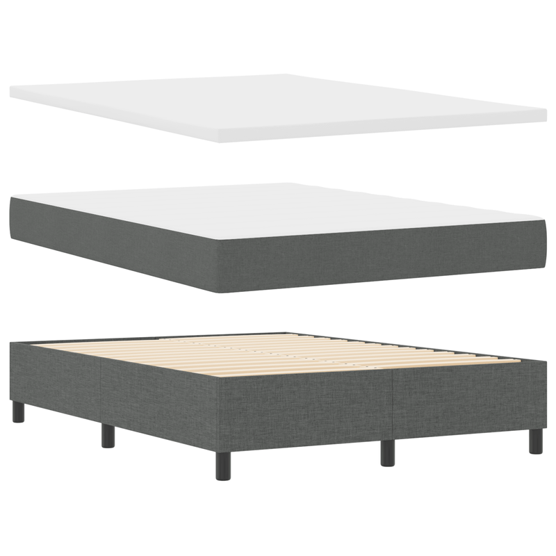 Casa si Gradina - Mobilier - Paturi si accesorii - Paturi - Pat cu arcuri , saltea si banca gri inchis 140x200 cm tesatura - Infinity.ro