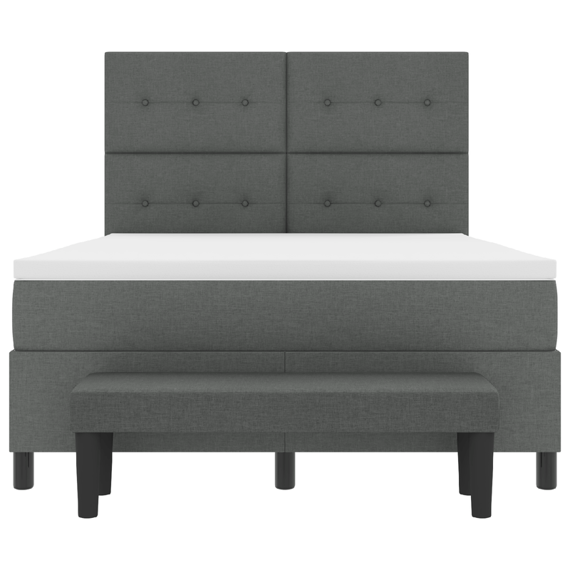 Casa si Gradina - Mobilier - Paturi si accesorii - Paturi - Pat cu arcuri , saltea si banca gri inchis 140x200 cm tesatura - Infinity.ro