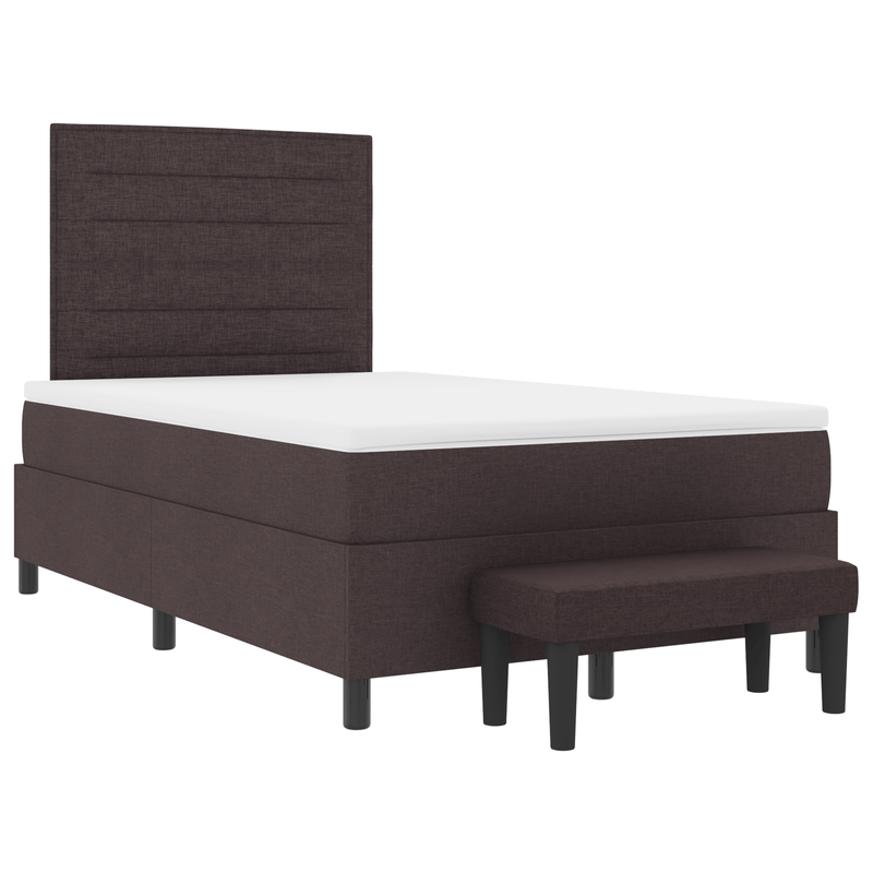 Casa si Gradina - Mobilier - Paturi si accesorii - Paturi - Pat cu Arcuri cu Saltea si Banca Maro Inchis 120x190 cm Tesatura - Infinity.ro