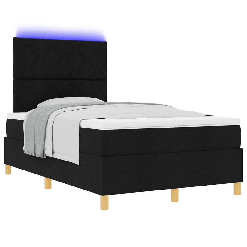 Casa si Gradina - Mobilier - Paturi si accesorii - Paturi - Pat cu arcuri cu saltea & LED Negru 120x190 cm Tesatura - Infinity.ro