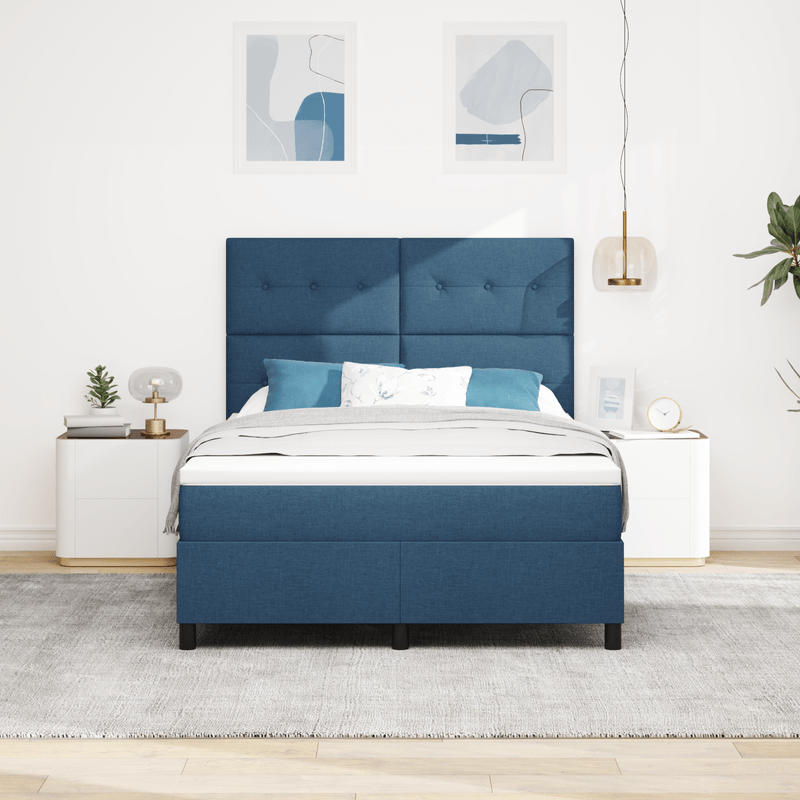 Casa si Gradina - Mobilier - Paturi si accesorii - Paturi - Pat cu arcuri cu saltea & LED bleumarin 160x200 cm tesatura - Infinity.ro