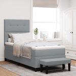 Casa si Gradina - Mobilier - Paturi si accesorii - Paturi - Pat cu arcuri cu saltea si banca gri deschis 90x190 cm tesatura - Infinity.ro
