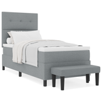 Casa si Gradina - Mobilier - Paturi si accesorii - Paturi - Pat cu arcuri cu saltea si banca gri deschis 90x190 cm tesatura - Infinity.ro