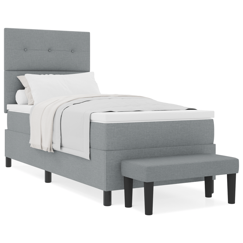 Casa si Gradina - Mobilier - Paturi si accesorii - Paturi - Pat cu arcuri cu saltea si banca gri deschis 90x190 cm tesatura - Infinity.ro