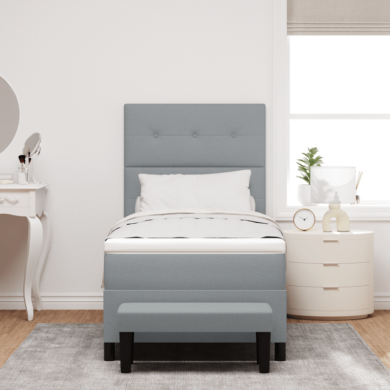 Casa si Gradina - Mobilier - Paturi si accesorii - Paturi - Pat cu arcuri cu saltea si banca gri deschis 90x190 cm tesatura - Infinity.ro