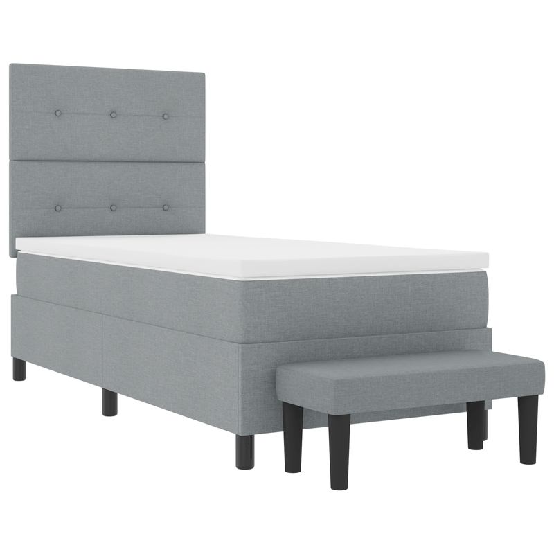 Casa si Gradina - Mobilier - Paturi si accesorii - Paturi - Pat cu arcuri cu saltea si banca gri deschis 90x190 cm tesatura - Infinity.ro