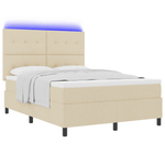 Casa si Gradina - Mobilier - Paturi si accesorii - Paturi - Pat cu arcuri cu saltea si LED crem 140x190 cm Tesatura - Infinity.ro