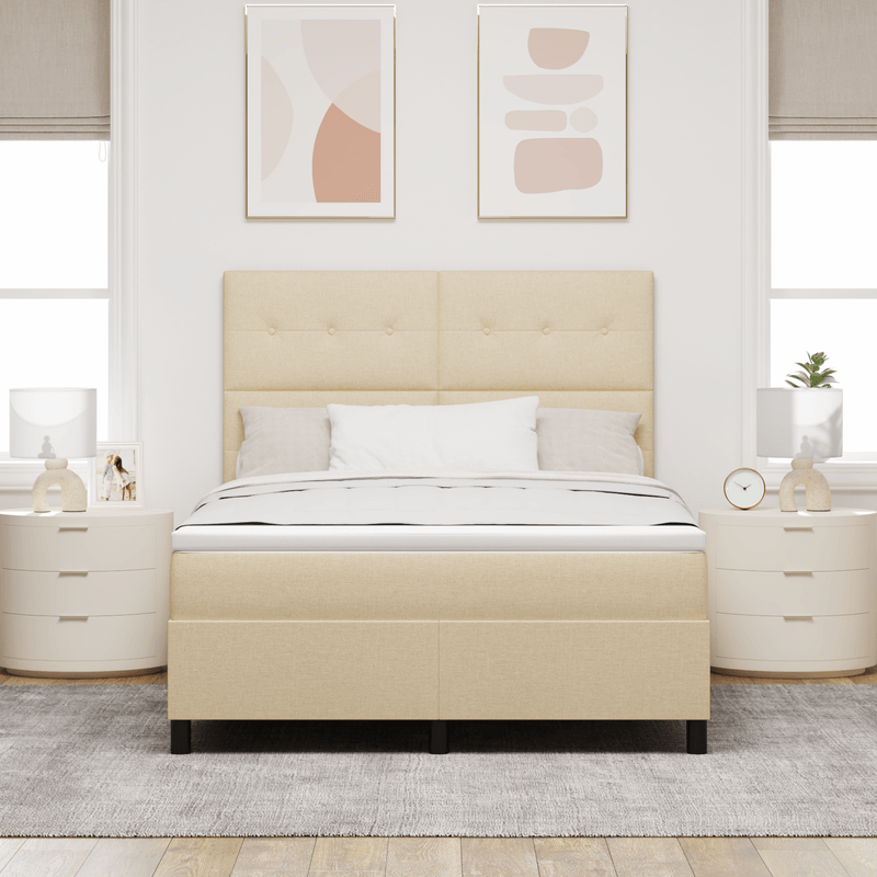 Casa si Gradina - Mobilier - Paturi si accesorii - Paturi - Pat cu arcuri cu saltea si LED crem 140x190 cm Tesatura - Infinity.ro