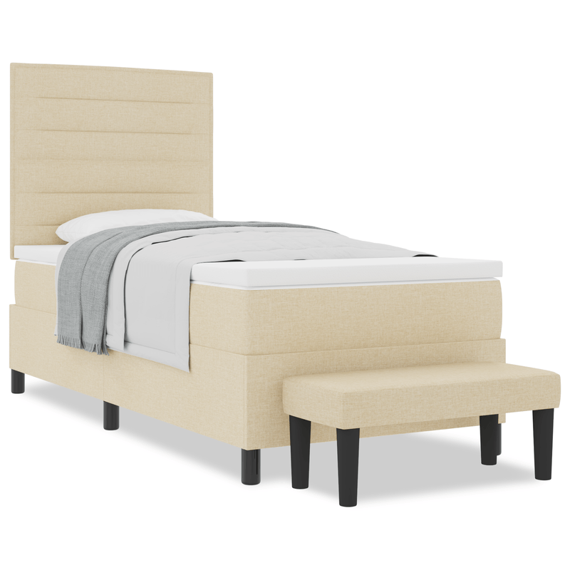 Casa si Gradina - Mobilier - Paturi si accesorii - Paturi - Pat cu Arcuri cu Saltea & Banca Crem 90x200 cm Tesatura - Infinity.ro