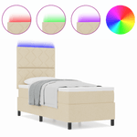 Casa si Gradina - Mobilier - Paturi si accesorii - Paturi - Pat Box Spring cu Saltea & LED Bej 80x200 cm Tesatura - Infinity.ro