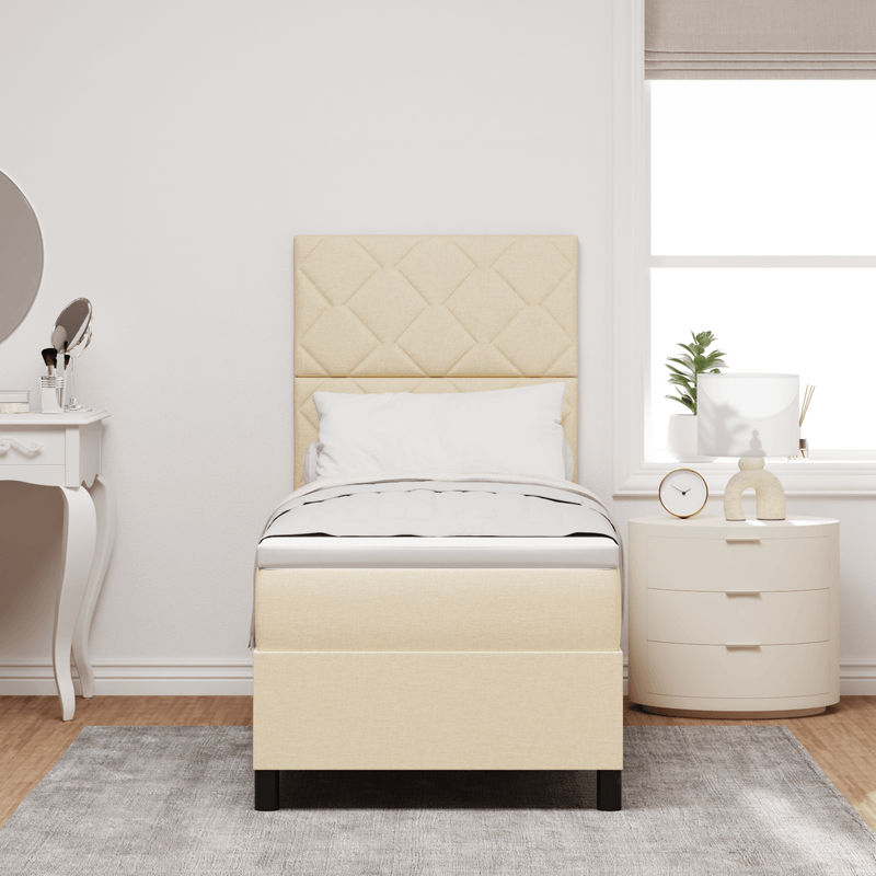 Casa si Gradina - Mobilier - Paturi si accesorii - Paturi - Pat Box Spring cu Saltea & LED Bej 80x200 cm Tesatura - Infinity.ro