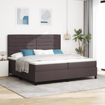 Casa si Gradina - Mobilier - Paturi si accesorii - Paturi - Pat cu arcuri cu saltea & LED Maro inchis 200x200 cm Tesatura - Infinity.ro