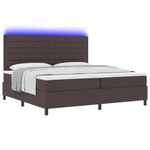 Casa si Gradina - Mobilier - Paturi si accesorii - Paturi - Pat cu arcuri cu saltea & LED Maro inchis 200x200 cm Tesatura - Infinity.ro