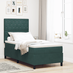 Casa si Gradina - Mobilier - Paturi si accesorii - Paturi - Pat box spring cu saltea & LED, verde inchis 100x200 cm catifea - Infinity.ro