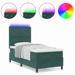 Casa si Gradina - Mobilier - Paturi si accesorii - Paturi - Pat box spring cu saltea & LED, verde inchis 100x200 cm catifea - Infinity.ro