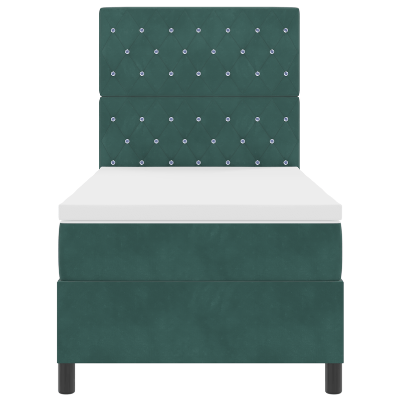 Casa si Gradina - Mobilier - Paturi si accesorii - Paturi - Pat box spring cu saltea & LED, verde inchis 100x200 cm catifea - Infinity.ro
