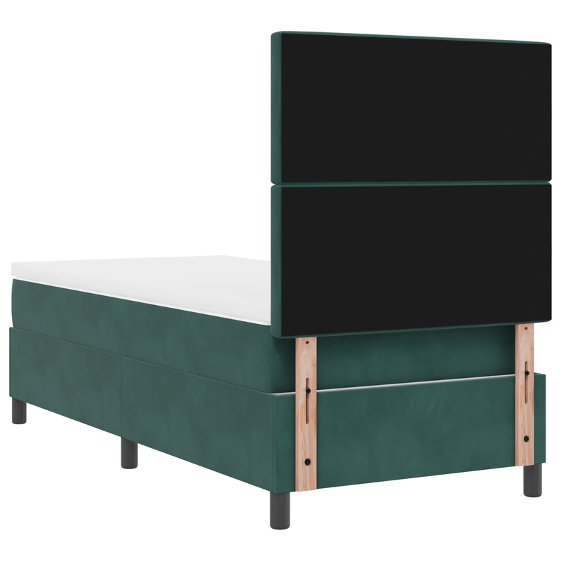 Casa si Gradina - Mobilier - Paturi si accesorii - Paturi - Pat box spring cu saltea & LED, verde inchis 100x200 cm catifea - Infinity.ro