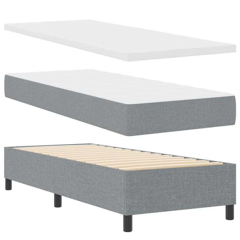 Casa si Gradina - Mobilier - Paturi si accesorii - Paturi - Pat cu arcuri cu saltea si banca gri deschis 80x200 cm tesatura - Infinity.ro