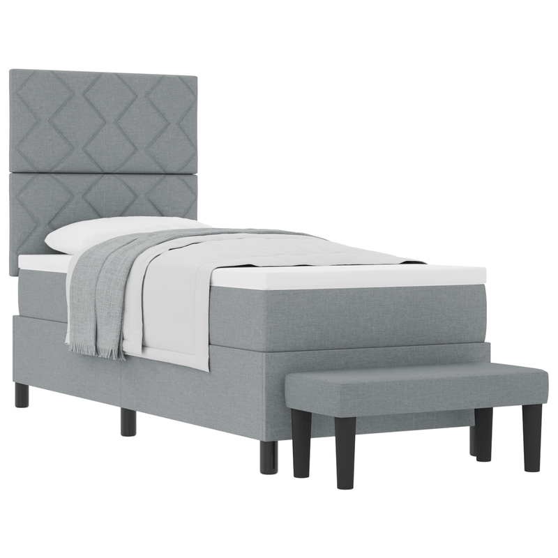 Casa si Gradina - Mobilier - Paturi si accesorii - Paturi - Pat cu arcuri cu saltea si banca gri deschis 80x200 cm tesatura - Infinity.ro