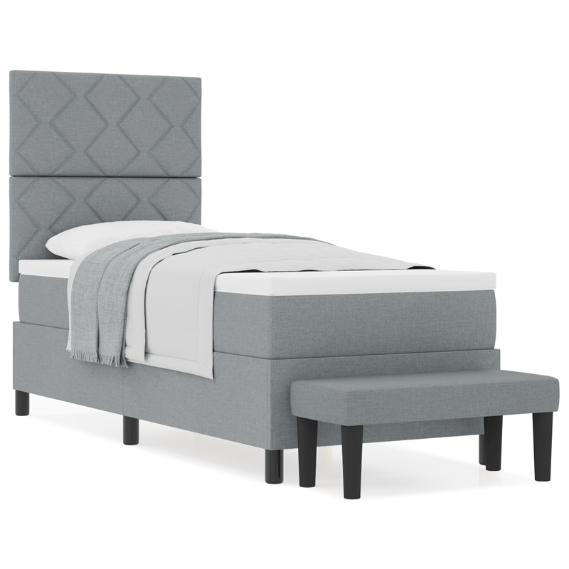 Casa si Gradina - Mobilier - Paturi si accesorii - Paturi - Pat cu arcuri cu saltea si banca gri deschis 80x200 cm tesatura - Infinity.ro